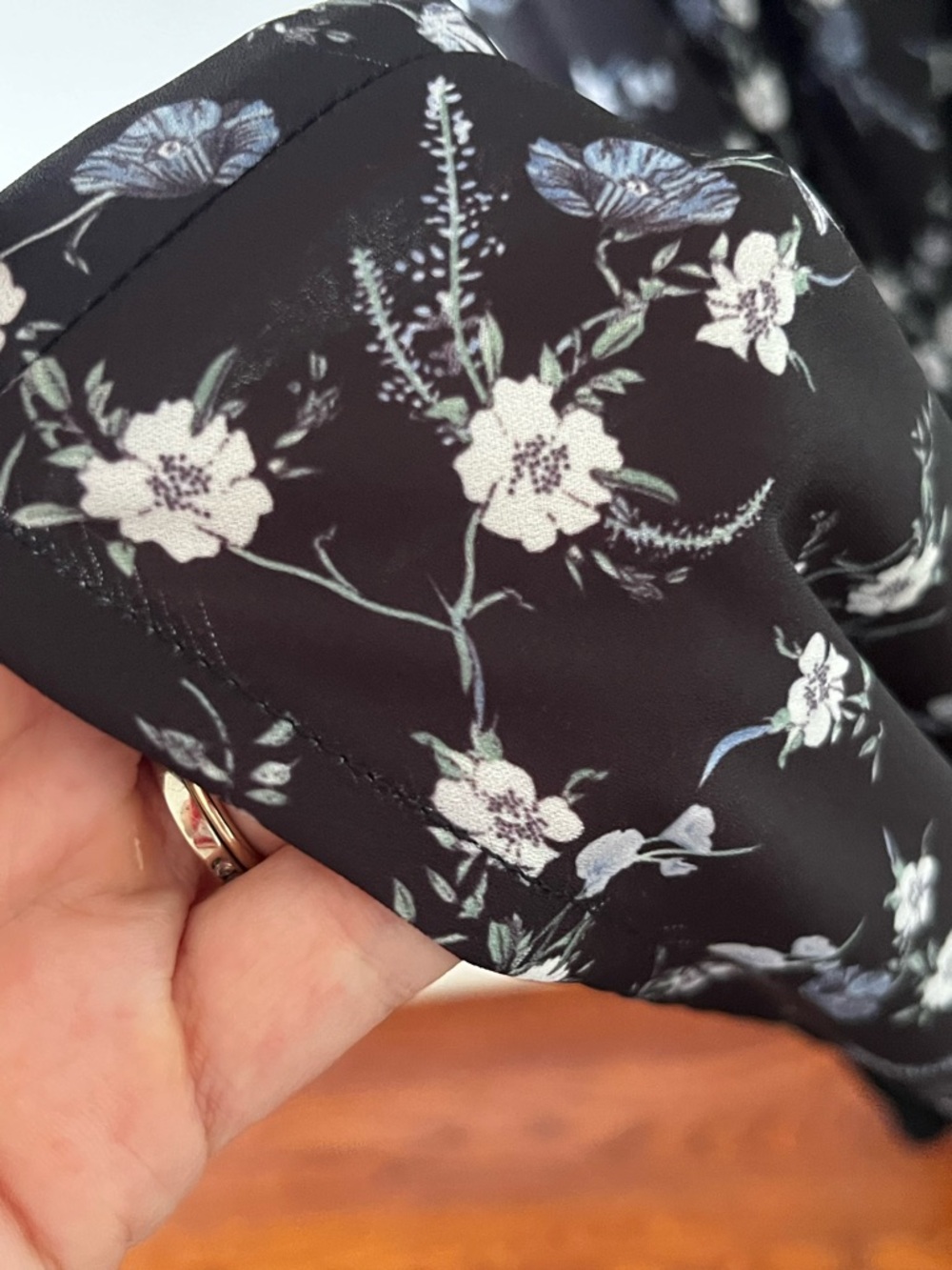 Frank & Oak Black Floral Midi Dress Tie Waist L Sheer Overlay Dark Romantic - Picture 9 of 13